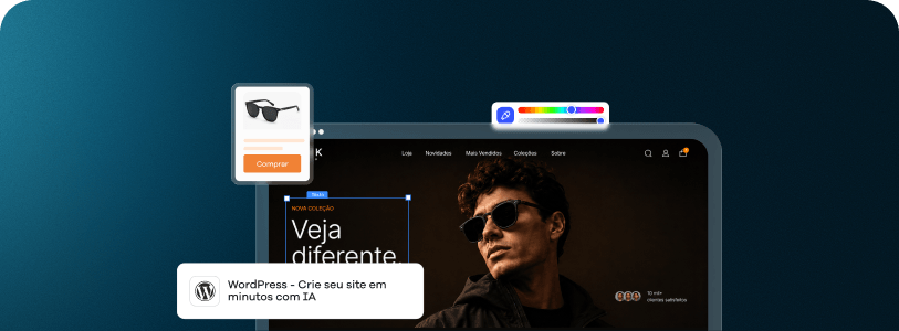 Interface de site com IA e ferramentas do combo Presença Online Completa
